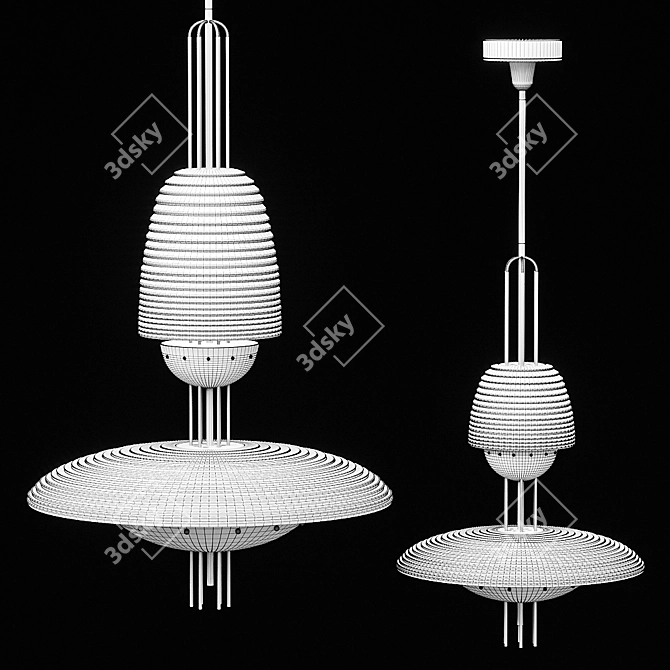 Signal Z Pendant: Sleek Metal and Glass Pendant Light 3D model image 2