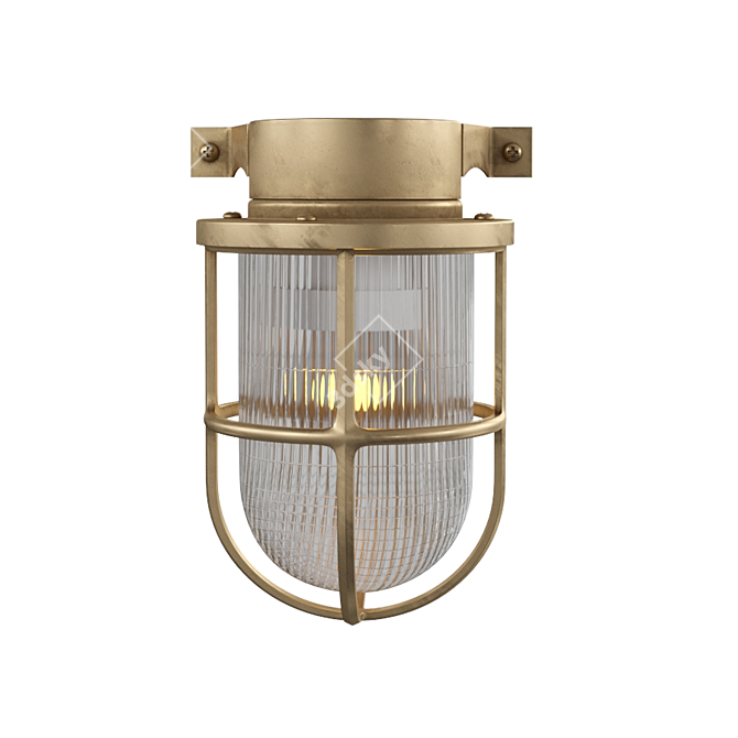 Industrial Bulkhead Wall Light 3D model image 4