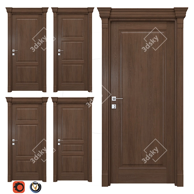 Holz Dante Interior Doors - 5-Piece Set 3D model image 1