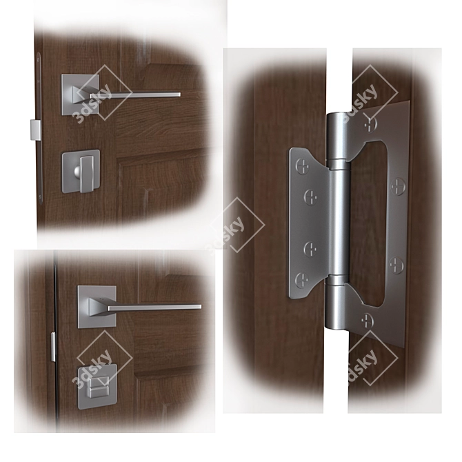 Holz Dante Interior Doors - 5-Piece Set 3D model image 2