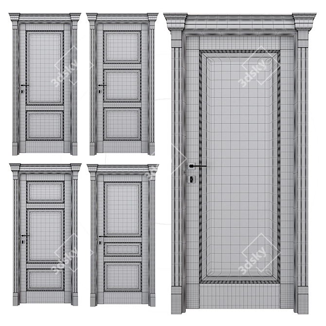 Holz Dante Interior Doors - 5-Piece Set 3D model image 3