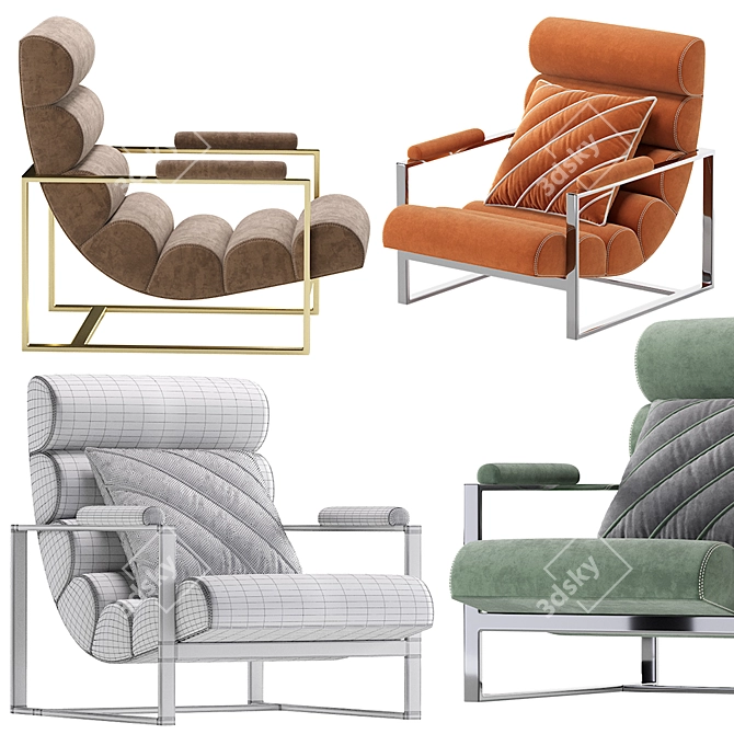 Mid Century Milo Baughman Recliner 3D model image 7