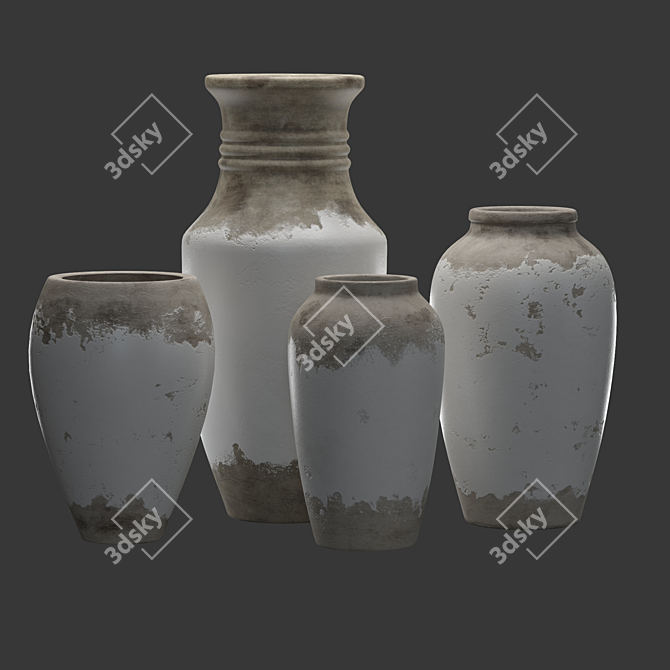 Rustic Siena Ceramic Floor Vases 3D model image 4