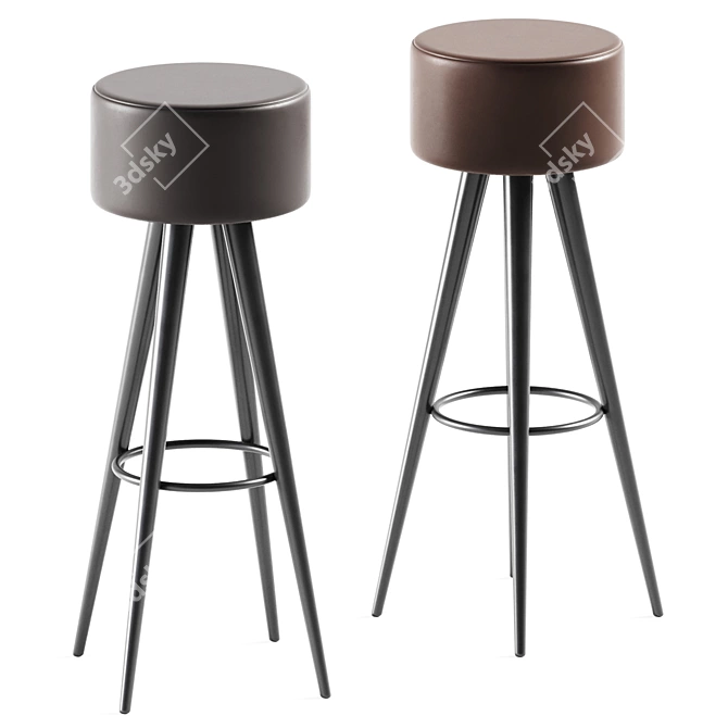 Golia Leather Bar Stool: Modern Elegance by Zeus 3D model image 1