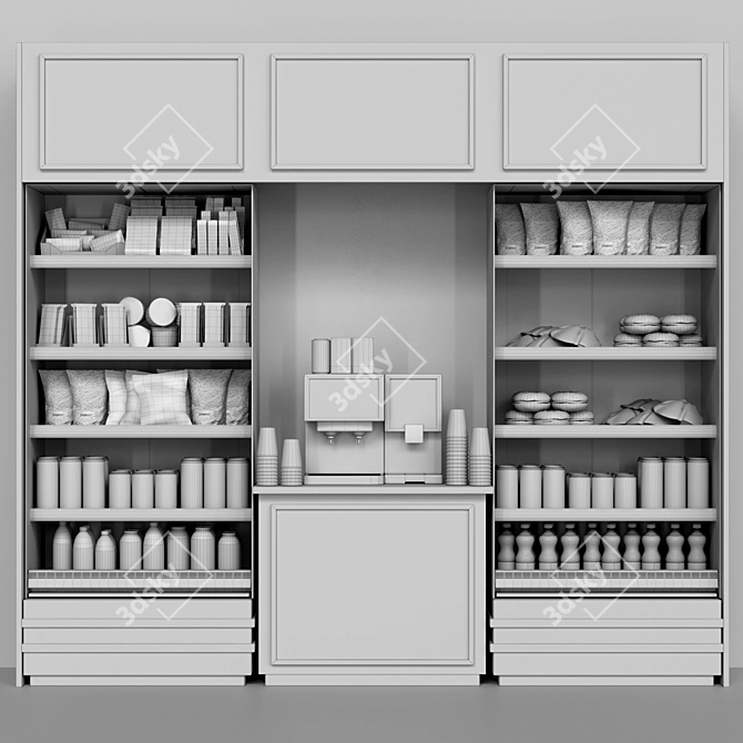 Supermarket Shelf: Coffee, Lemonade, Dessert, Sweets 3D model image 2