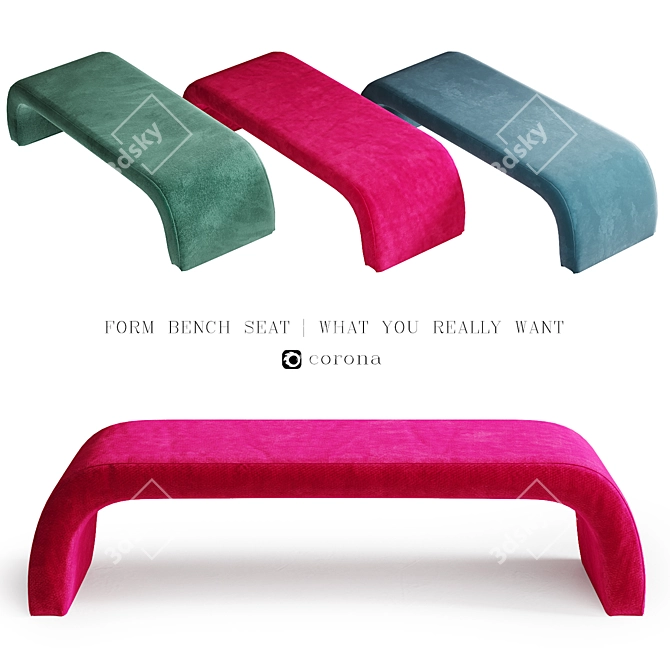Contemporary Form Bench Seat 3D model image 6
