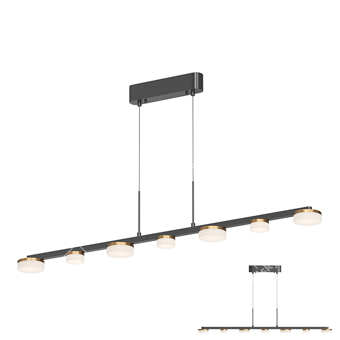 Lampatron LIDVEIG LONG 7: Elegant Brass LED Ceiling Light 3D model image 1