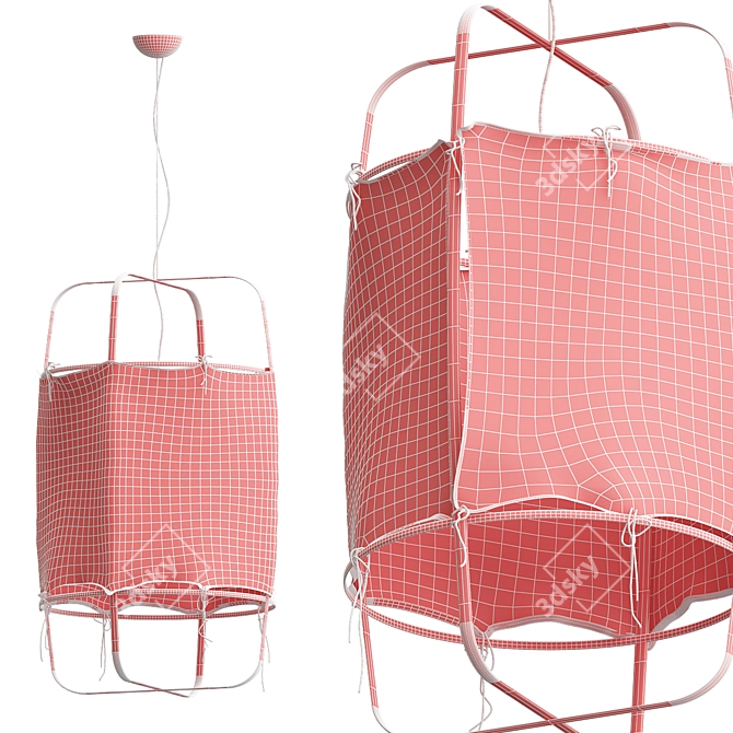 Minimalist Bamboo Pendant Light 3D model image 3