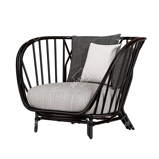 Elegant Kyoto Rattan Armchair 3D model image 2