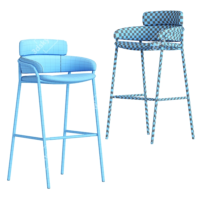 Sleek Strike Bar Stool 3D model image 6