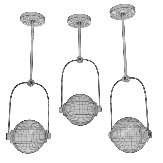 Elegant Dark Green Ceiling Lamp 3D model image 2