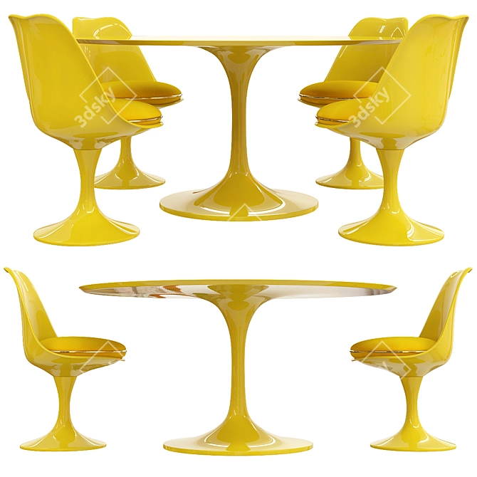 Elegant Saarinen Tulip Table Set 3D model image 3