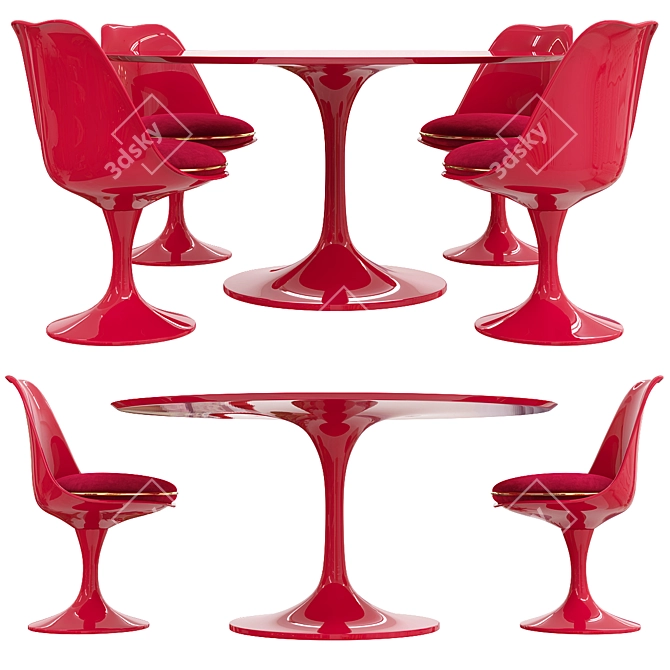 Elegant Saarinen Tulip Table Set 3D model image 4