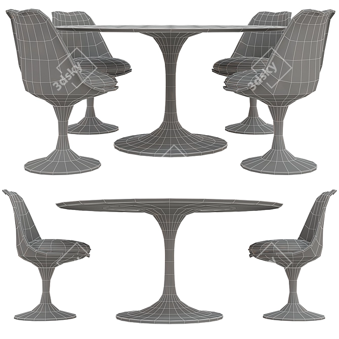 Elegant Saarinen Tulip Table Set 3D model image 6