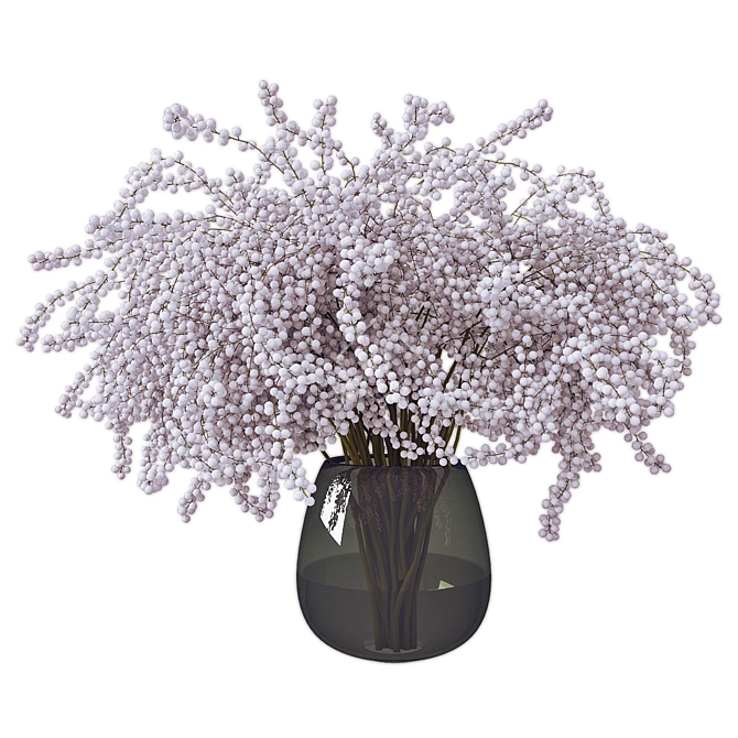White Mimosa Bouquet Image Hat 3D model image 1