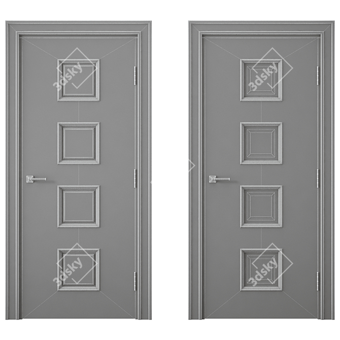 Modern Wood Interior Door 3D model image 4