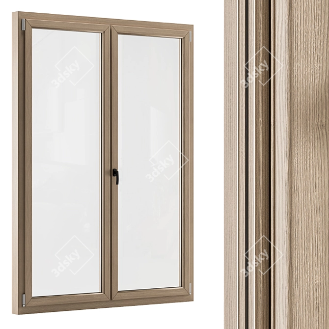 Modern Wooden Window Set 3D model image 2