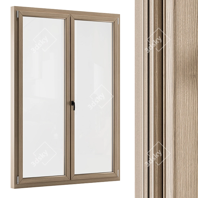 Modern Wooden Window Set 3D model image 3