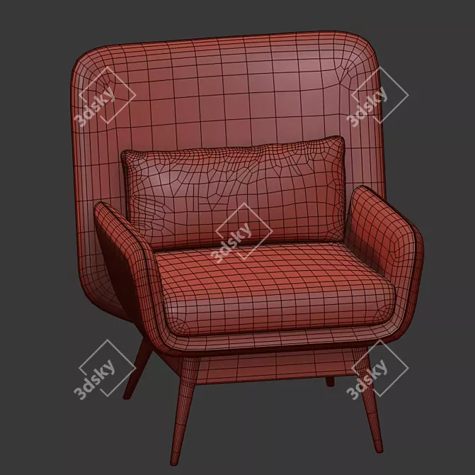 Elegant Casterly Cammy Armchair 3D model image 6