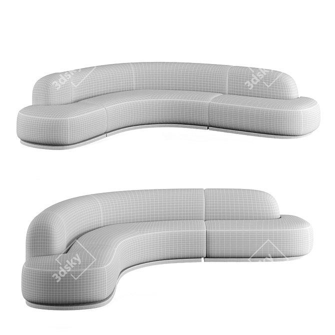 Boomerang Bliss Cream Sofa 3D model image 2