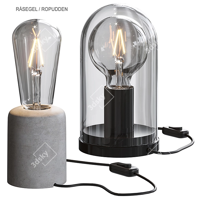 Modern Concrete Table Lamp 3D model image 1