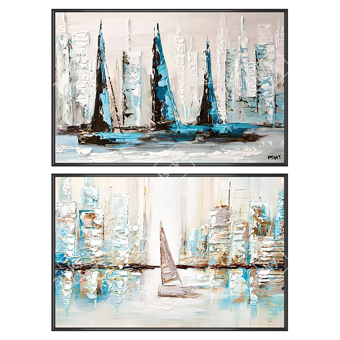Modern Art Set - Frame Options Included 3D model image 1