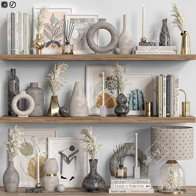 Modern Shelf Decor Set 3D model image 1