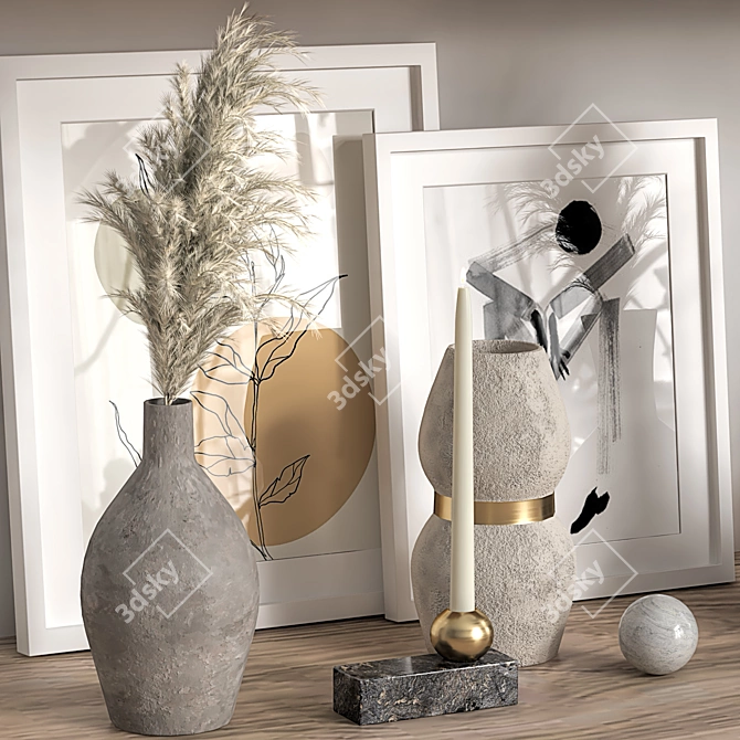 Modern Shelf Decor Set 3D model image 2