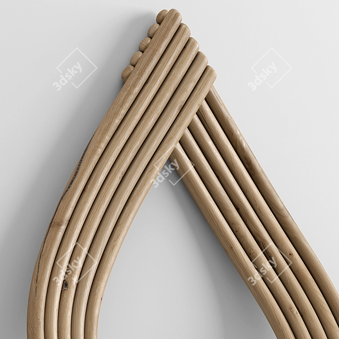 Luxury Bath Towel with Wooden Hanger 3D model image 6