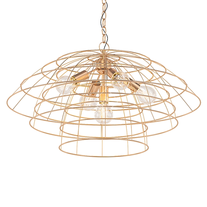Antique Brass 4-Light Chandelier 3D model image 1