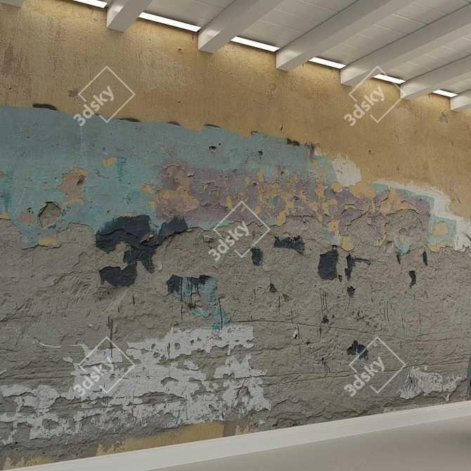 Vintage Concrete Wall Plaster 3D model image 3