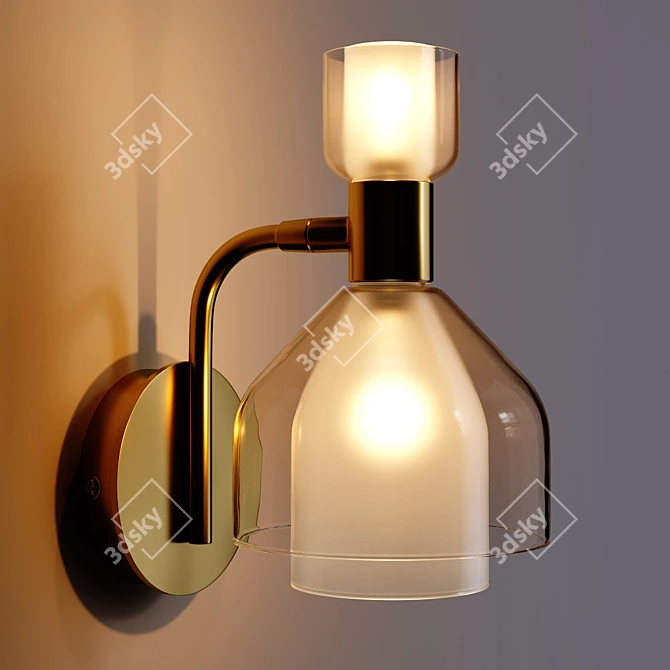 Elegant Brass & Tinted Glass Wall Lamp 3D model image 3