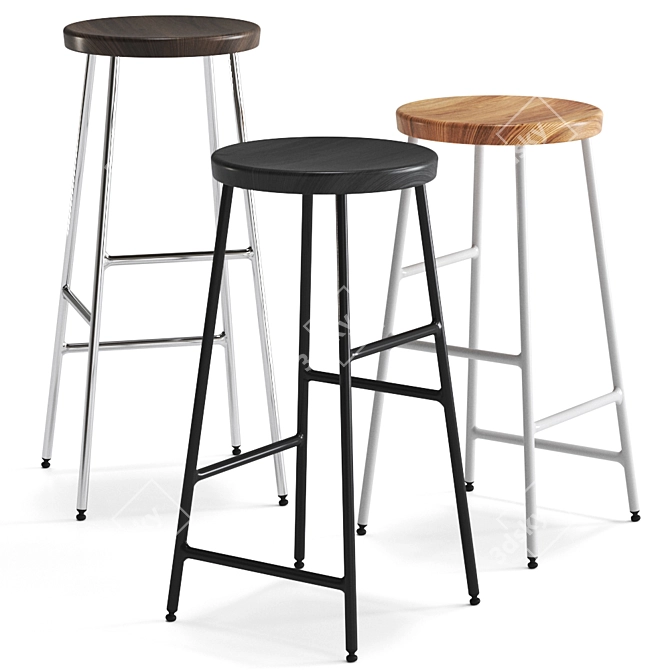 Modern Hay Barstool: Cornet 3D model image 1