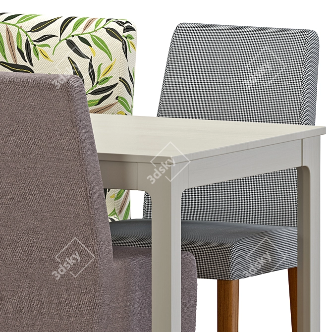 Scandinavian Elegance: IKEA EKEDALEN Table and BERGMUND Chairs 3D model image 2