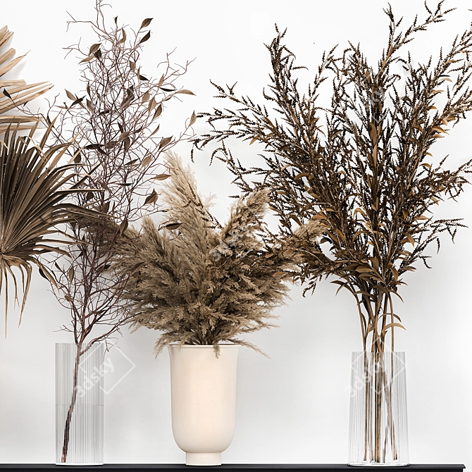 Elegant Floral Display in Glass Vase 3D model image 3
