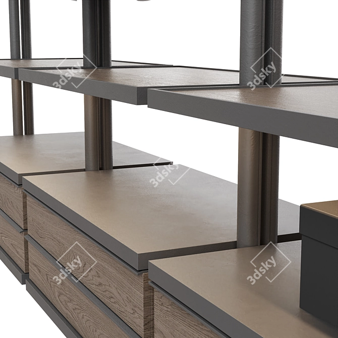 Elegant Black Metal Wood Lexington 3D model image 5