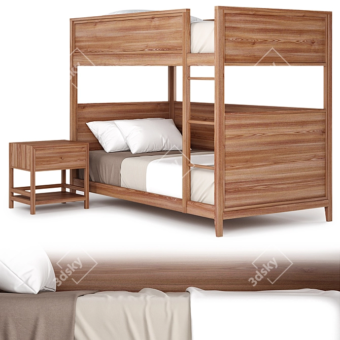 Compact Twin Bunk Bed: Perfect for Small Spaces 3D model image 1