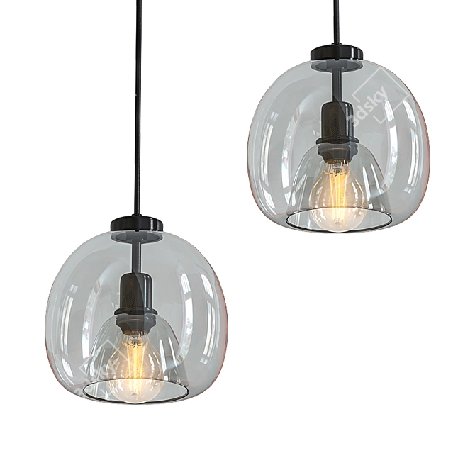 Nordic Glass Pendant Chandeliers 3D model image 1