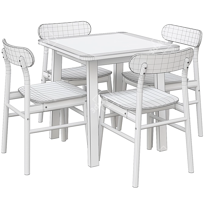 Norråker Small & Rönninge: Stylish Birch Table & Chair Set 3D model image 3