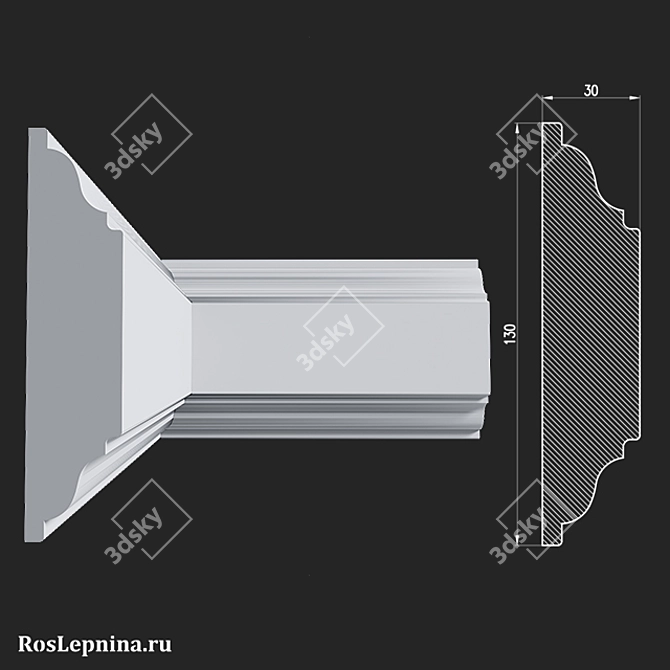 Elegant Gypsum Molding - MG-4019R 3D model image 2