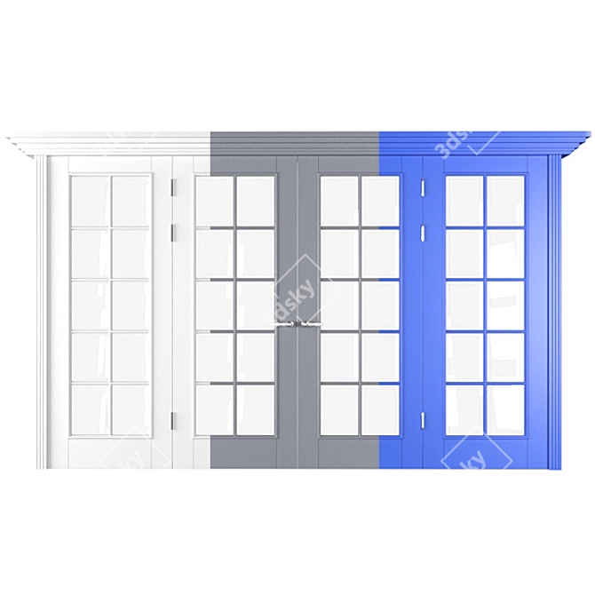 Sliding Door Partition - White, Gray, Blue 3D model image 1