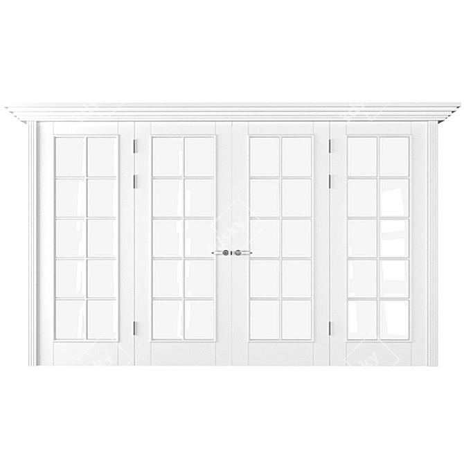 Sliding Door Partition - White, Gray, Blue 3D model image 2