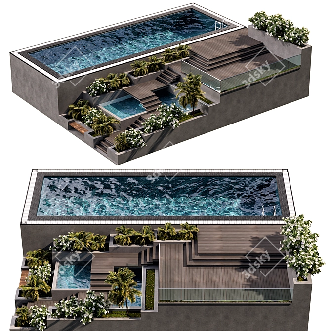 Stunning Pool with Landscaping 3D model image 2