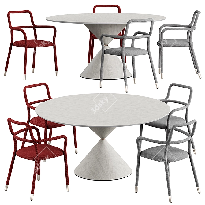Elegant Chair and Table Set 3D model image 3