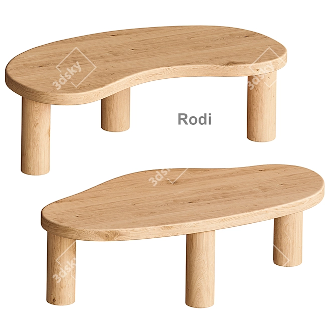 Rustic Oak Coffee Table: Rodi La Redoute 3D model image 4