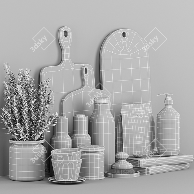 Modern Kitchen Accessories Set 3D model image 5