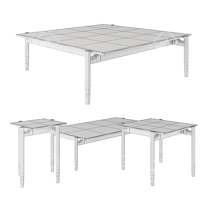 AMURA JULI Wooden and Marble Rectangular Table 3D model image 2