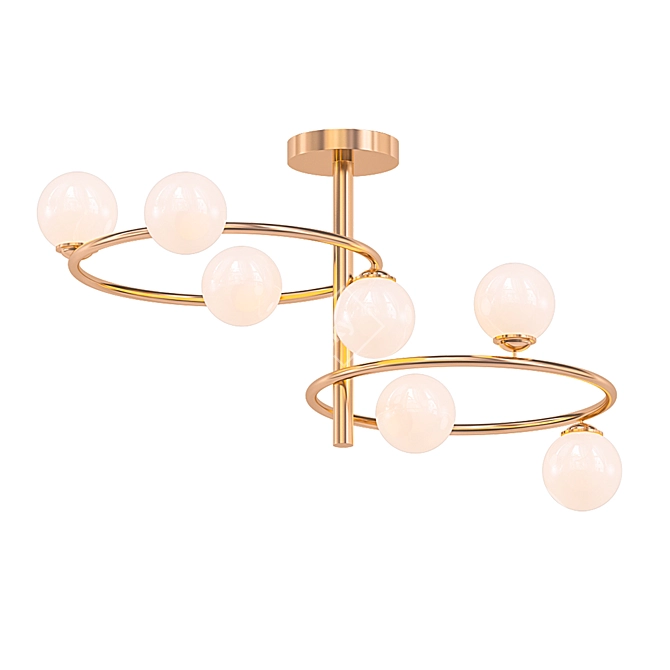 Satin Brass Retro Semi Flush 3D model image 1