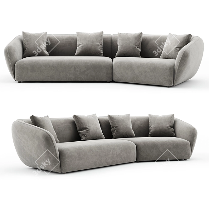 Modern Upholstered Sofa by Kagan 3D model image 1