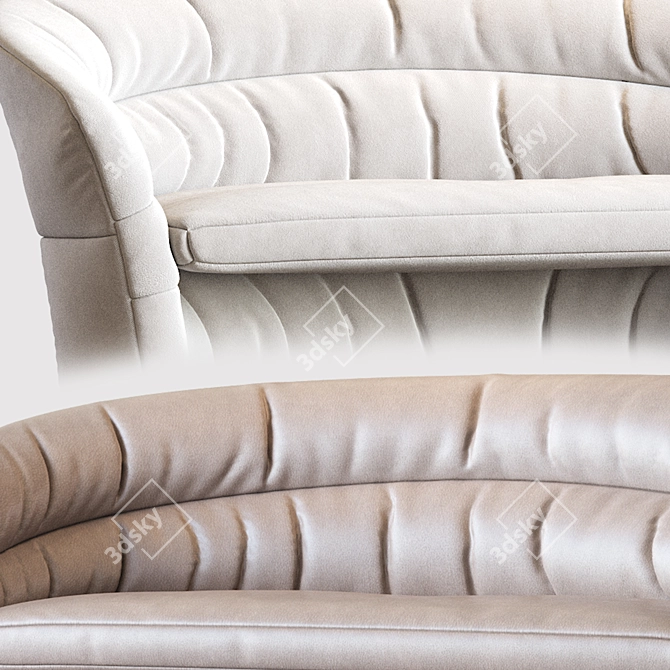Natuzzi Italian Leather Barrel Sofa 3D model image 5